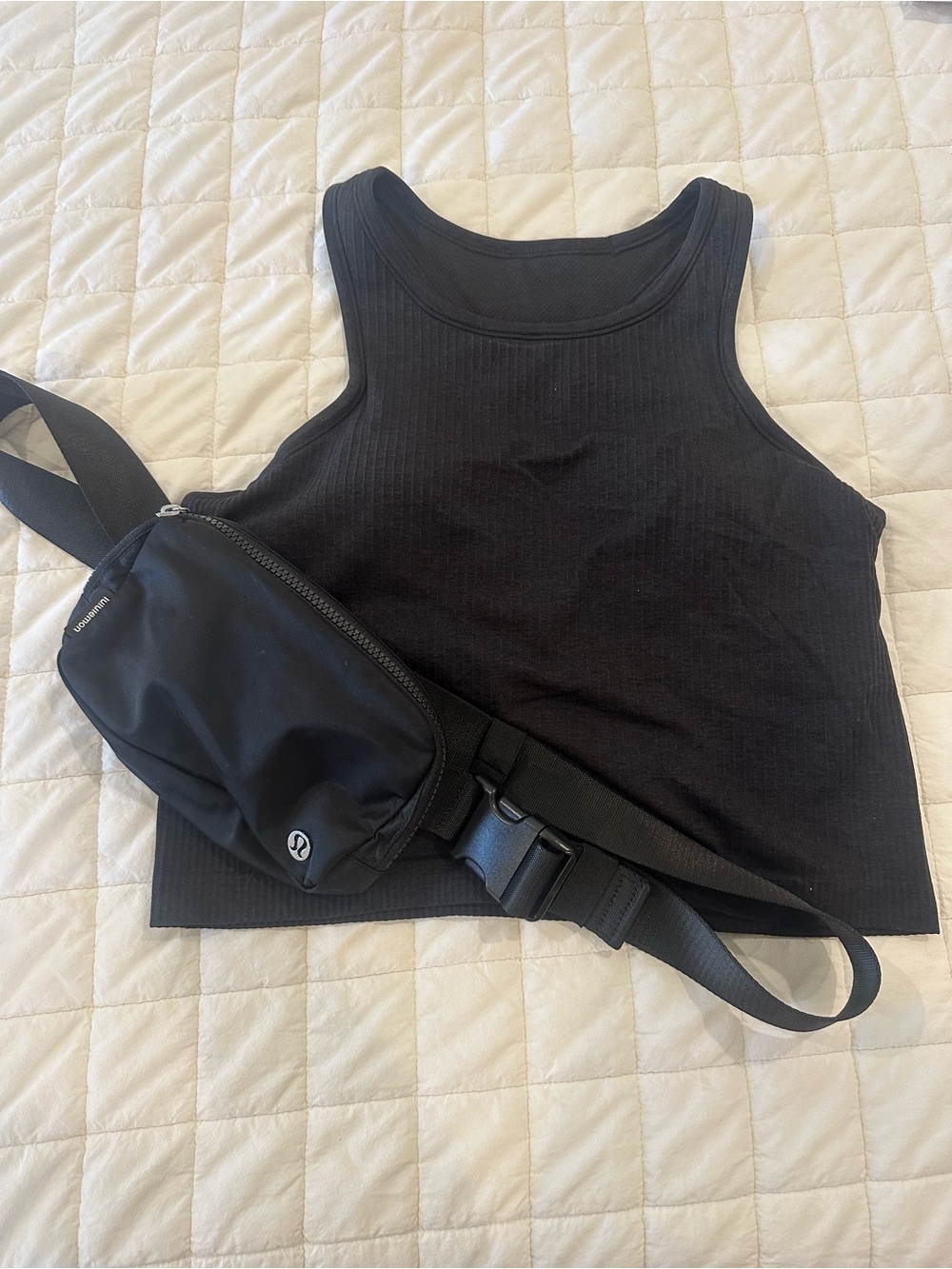 lululemon athletica Black Crossbody Waist Pack AND Tank With Built-in Bralette